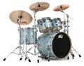 Click to learn more about the DW Collector's Series FinishPly 4-piece Shell Pack - Pale Blue Oyster with Chrome Hardware