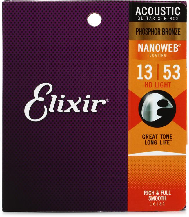 Elixir Strings 16182 Nanoweb Phosphor Bronze HD Acoustic Guitar Strings