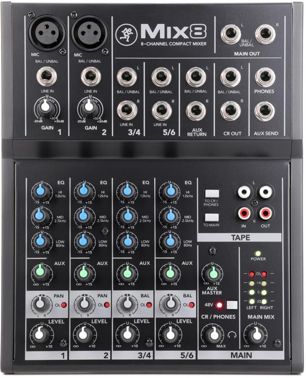 Mackie Mix8 8input Compact Mixer Boutique Del Musico