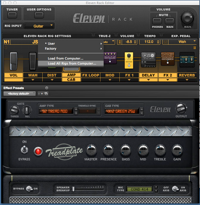 How do I load presets into my Eleven Rack? | SweetCare