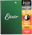 Click to learn more about the Elixir Strings 14077 Nanoweb Electric Bass Guitar Strings - .045-.105 Light/Medium, Long Scale