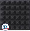 Click to learn more about the Gator Acoustic Pyramid Panels - 1x1 foot 24-pack - Charcoal