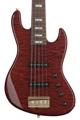 Click to learn more about the Sadowsky Limited-edition 2023 Masterbuilt 21-fret Custom J/J 5-string Electric Bass - Majestic Red Transparent High Polish