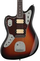 Click to learn more about the Fender Kurt Cobain Jaguar Left-Handed - 3-Tone Sunburst with Rosewood Fingerboard