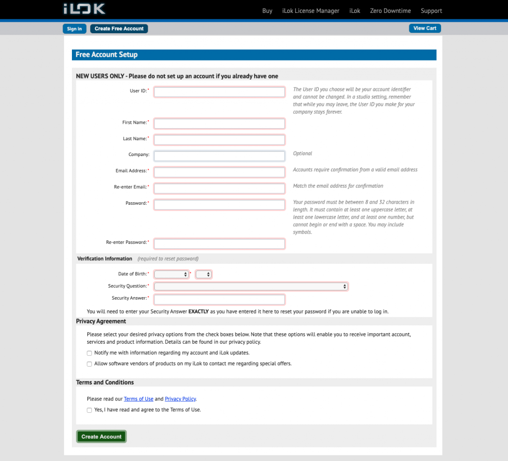 Click here to create an iLok account