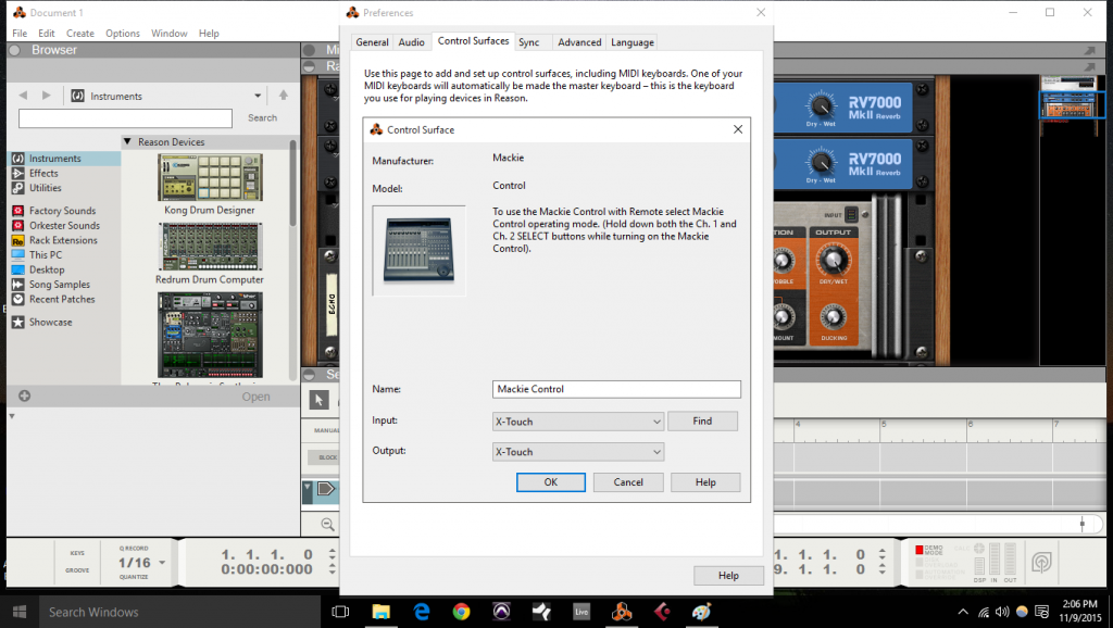 REASON -MACKIE CONTROL