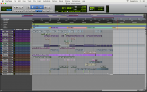 All Pro Tools audio files highlighted after making a selection in the timeline