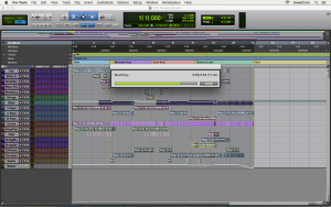 Pro Tools Bounce progress window with Edit window in the background