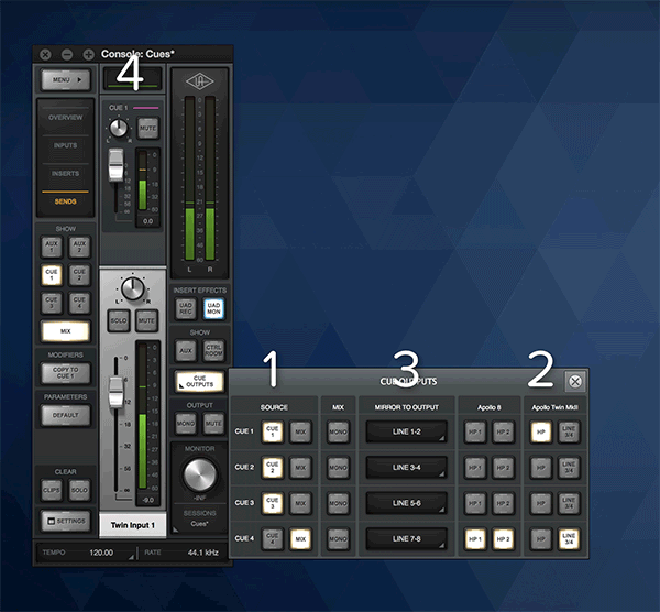 Apollo Headphone and Cue Outputs Setup Sweetwater
