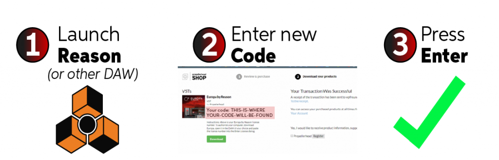 Authorize Europa in Reason (or other DAW)