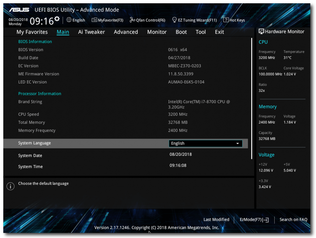 Creation Station BIOS Advanced Mode