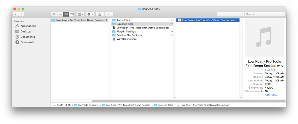 Pro Tools Bounced Files Directory