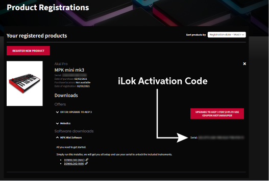 AKAI MPK ILOK CODE LOCATION