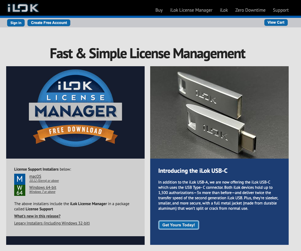 iLok Website Home Page