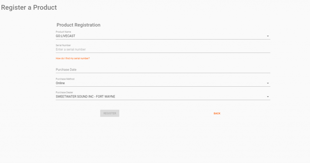 Roland Registration Page