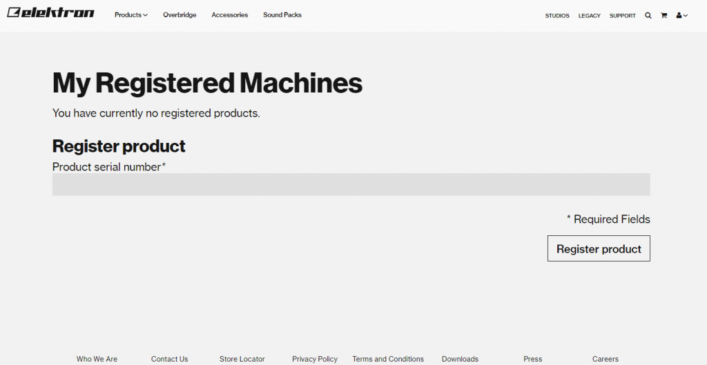 Elektron Registration-page