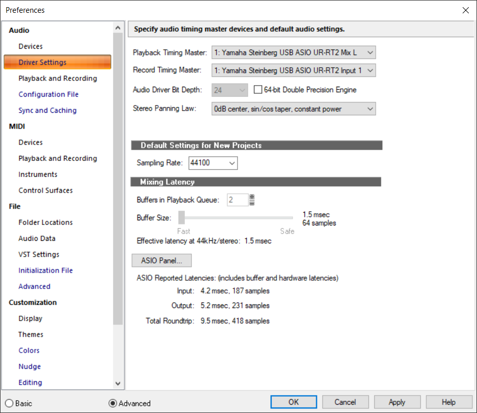 Sonar Sound settings