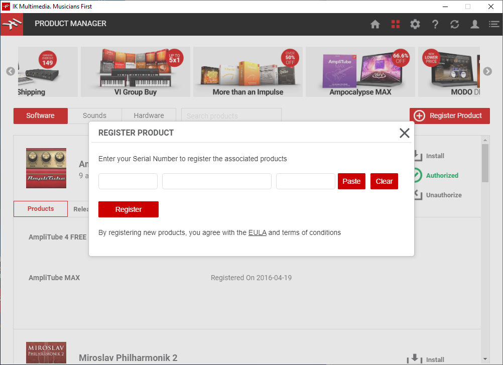 IK Multimedia registration page