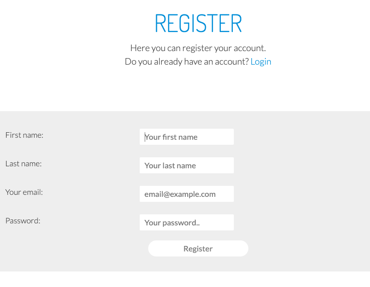 Audified account registration page