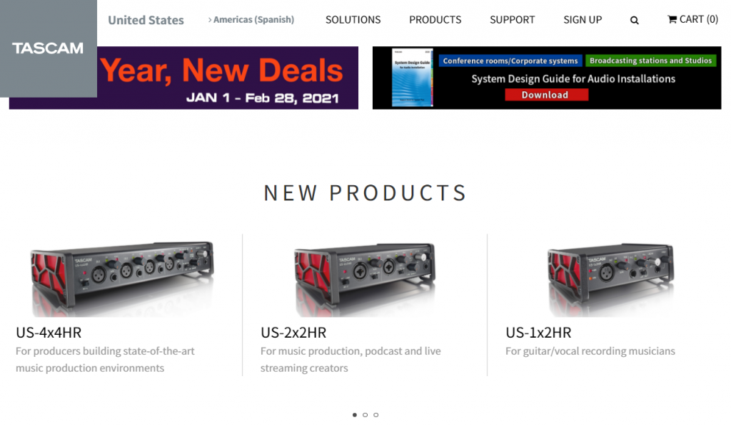 TASCAM US-HR product pages