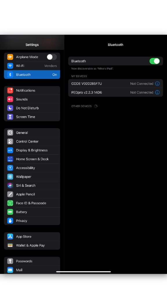 iPad-Bluetooth-settings
