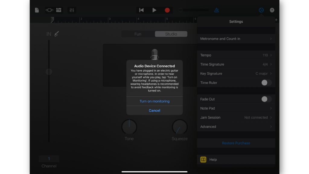 Audio-Device-Connected-on-iPad