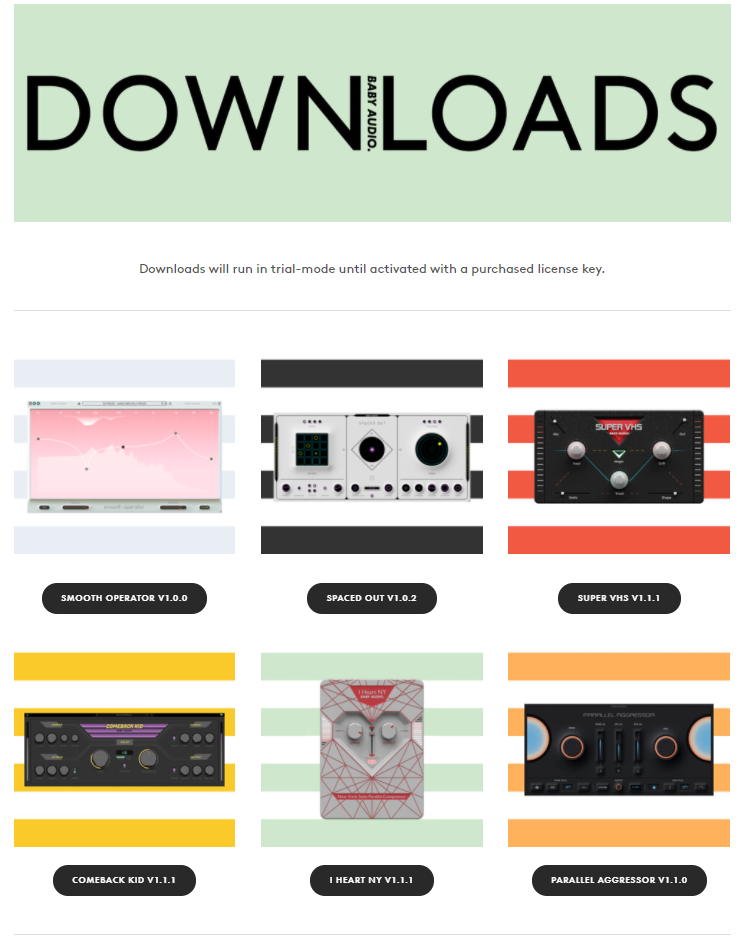 Baby Audio download page