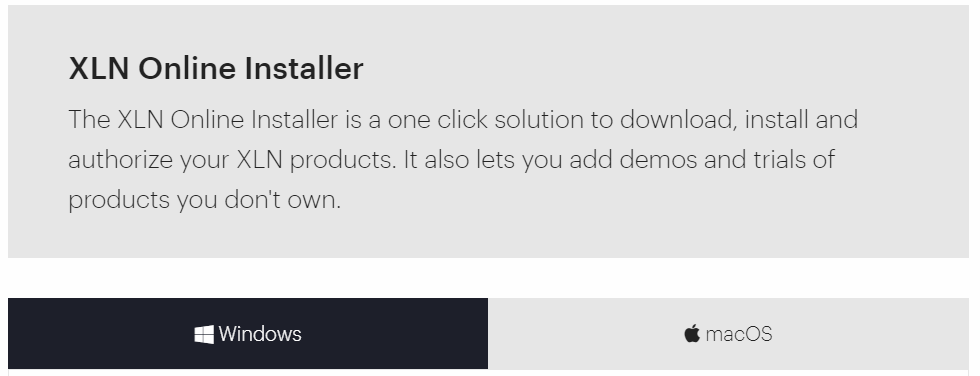 XLN Online Installer download page