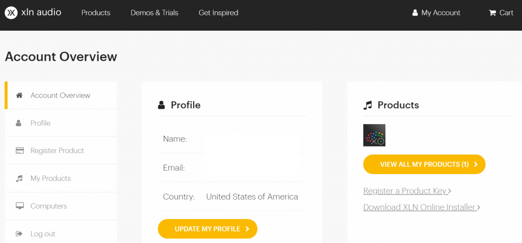 XLN registration page