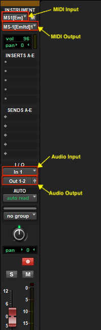 Pro Tools Instrument Track settngs