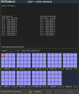 SP-404MKII app Patterns View