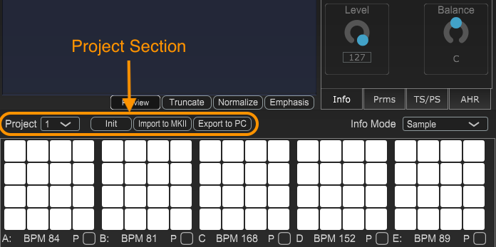 SP-404MKII app Project Section
