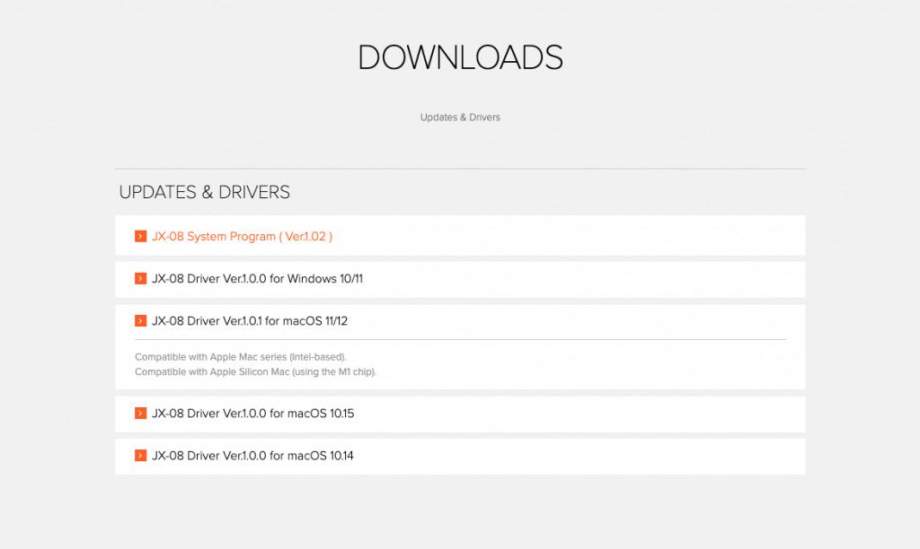 JX08 firmware download page