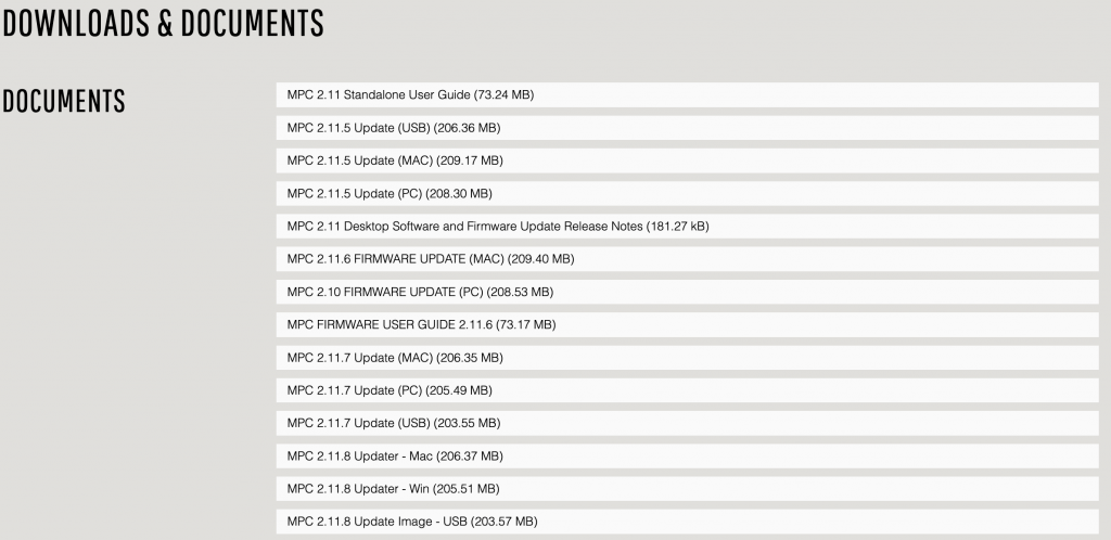 Akai MPC Key 61 product download page