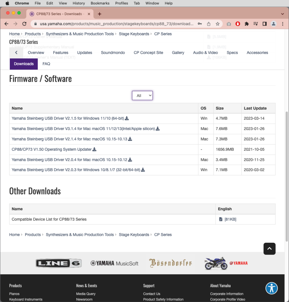Yamaha CP Firmware Download