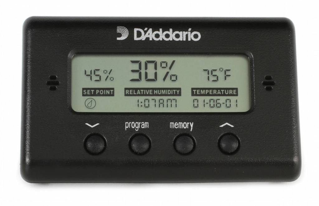 A hygrometer, or humidity meter, that fits inside your mandolin case