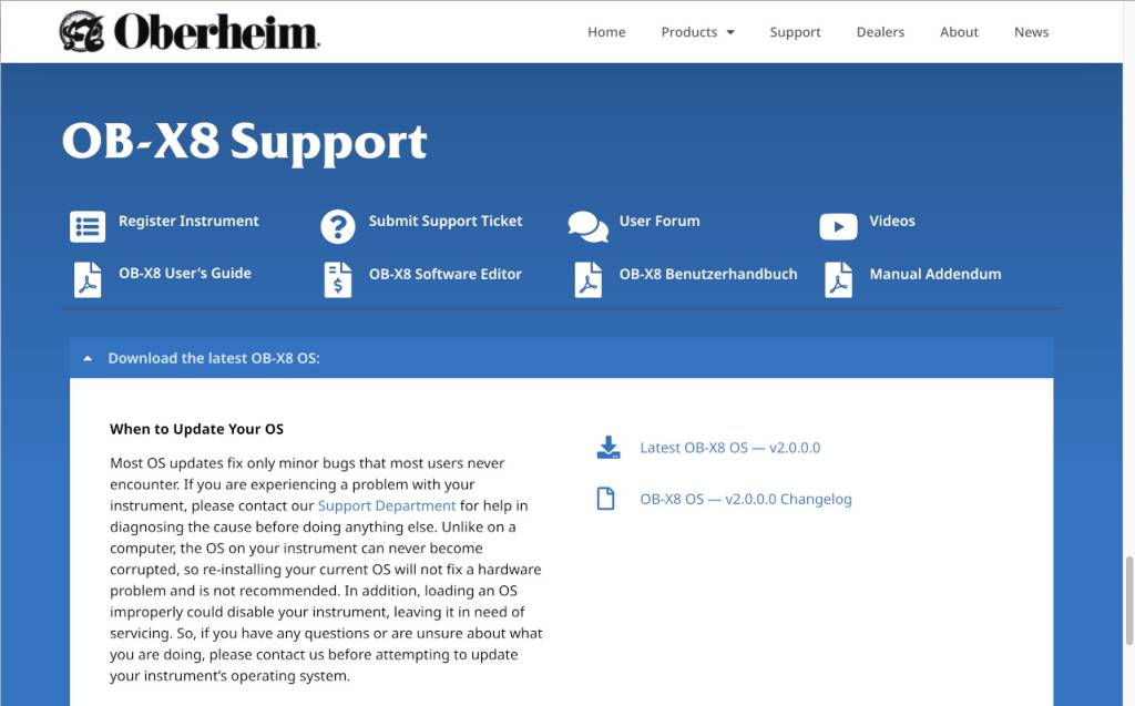 Oberheim Support page