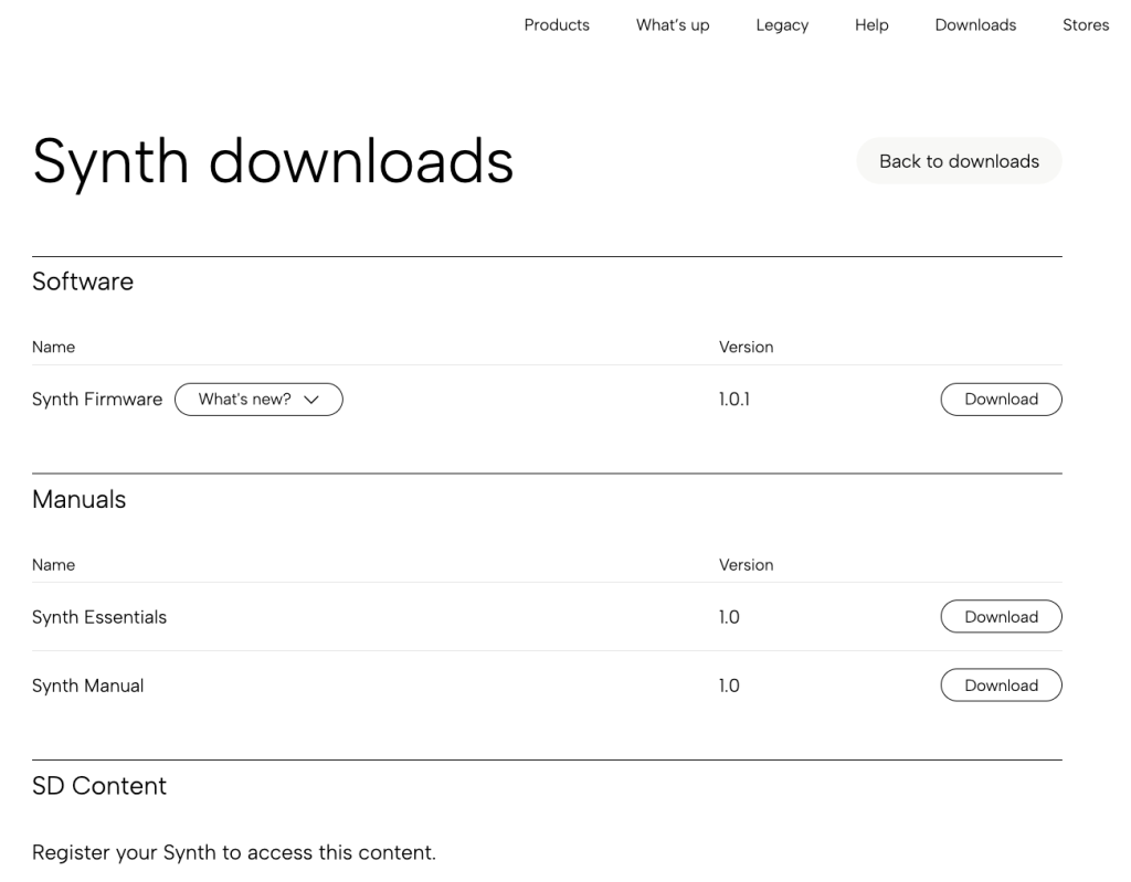 Polyend Synth download page