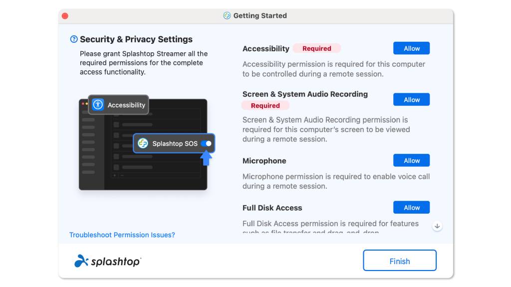 Splashtop macOS Security and Privacy Settings
