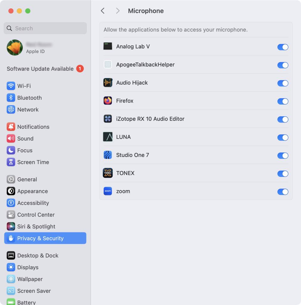 Privacy Security Microphone Sonoma