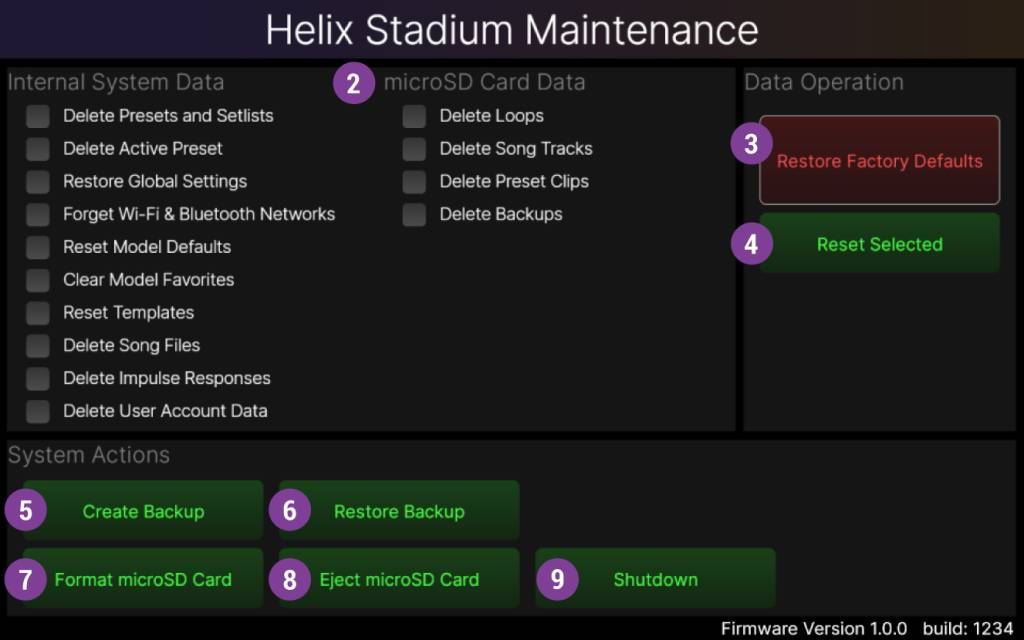 Stadium Maintenance Screen